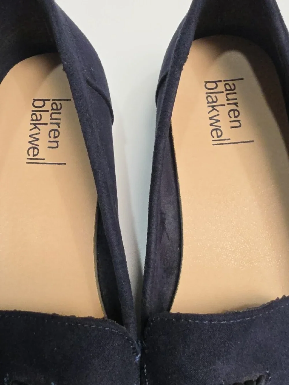 Lauren Blakwell Norah Navy Blue Faux Suede Tassel Loafers Flats - Size 8
